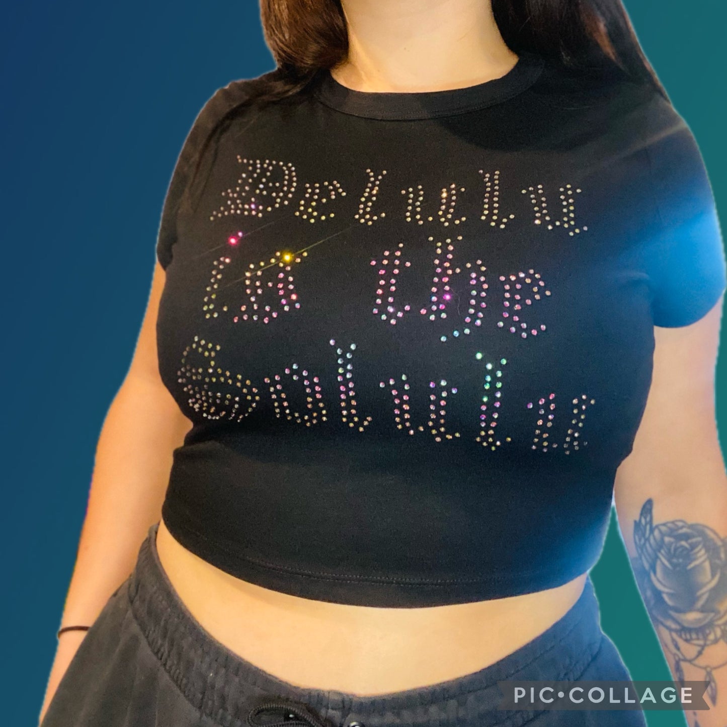 Delulu = Solulu Rhinestone Crop Top MTO