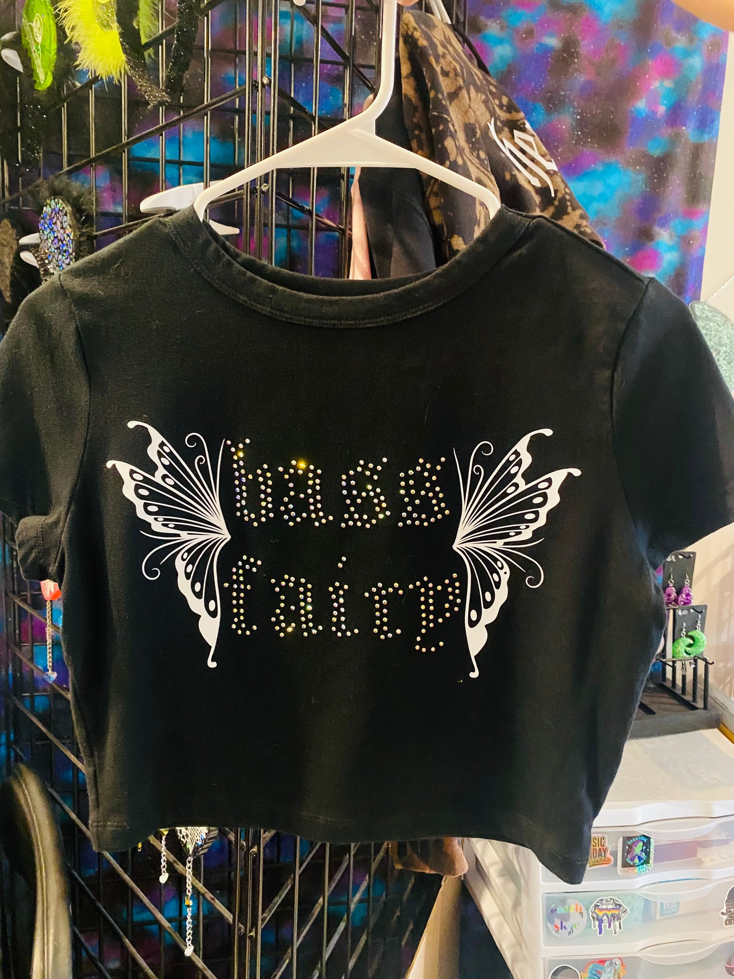 Customizable Fairy rhinestone crop top MTO